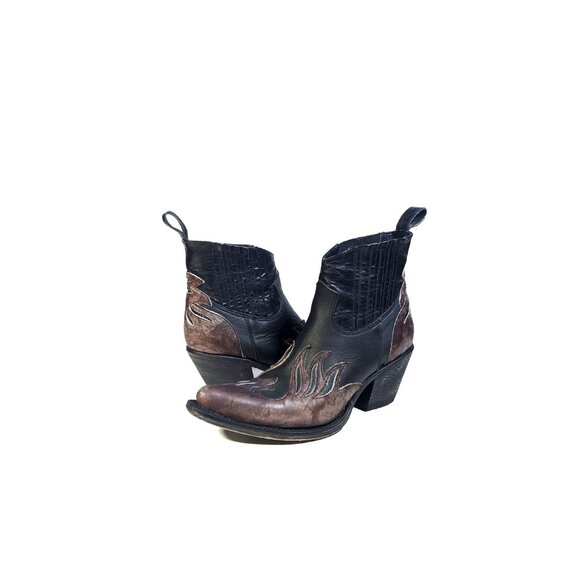 Mexicana Cowboy Boots Brown & Black Bowie Western Cowboy Ankle Boots Siz… - Picture 2 of 11